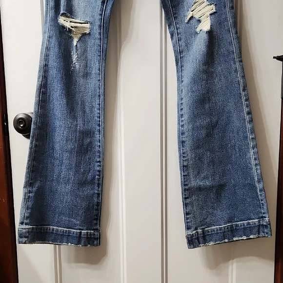 NWT Dear John Blue Distressed Flare Jeans - 25 - Picture 4 of 8